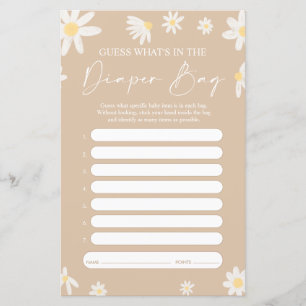 What's in the Diaper Bag Game, Daisy Baby Shower 