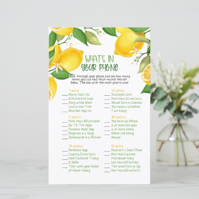 What's in Your Phone Game - Lemon (Standing Front)