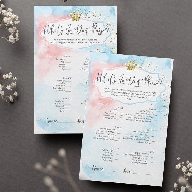 "What's In Your Phone / Purse?" Gender Reveal Game (Creator Uploaded)