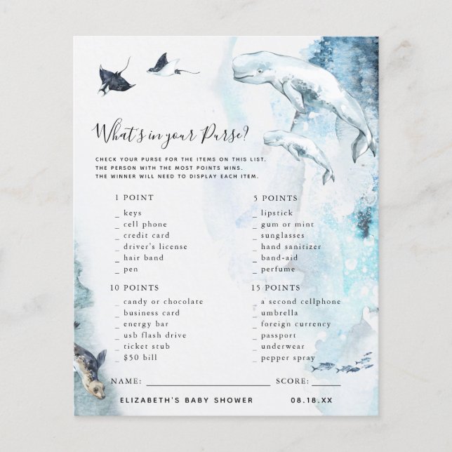 What's in your Purse | Baby Shower Game (Front)