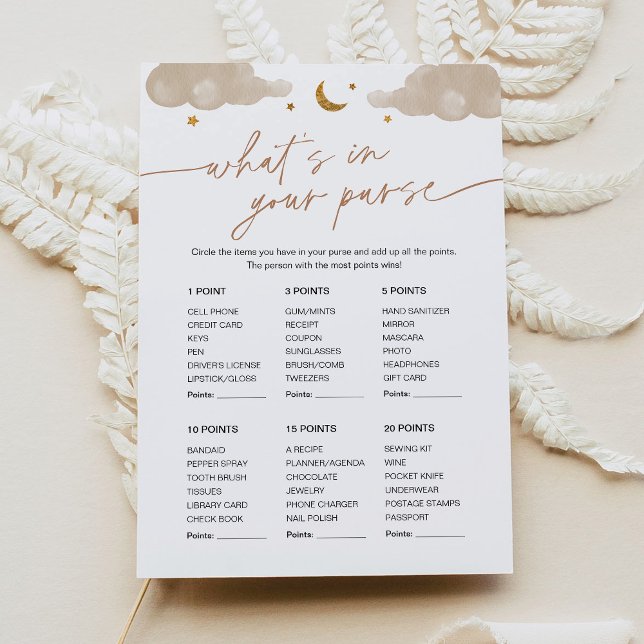 What's In Your Purse Baby Shower Game Twinkle Star Invitation (Creator Uploaded)