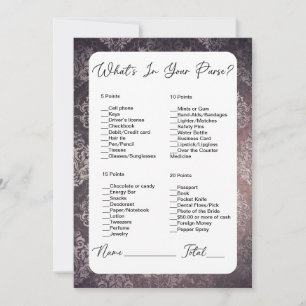 What's In Your Purse Black  Damask Bridal Shower Invitation