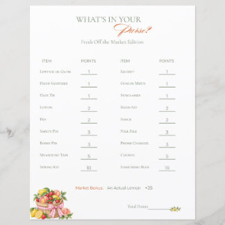 What's In Your Purse Bridal Shower Game