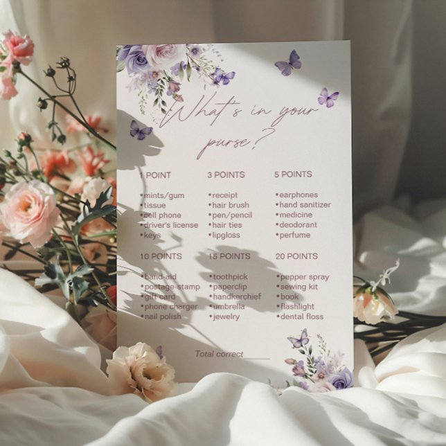 What's In Your Purse Bridal Shower Game Card (Creator Uploaded)