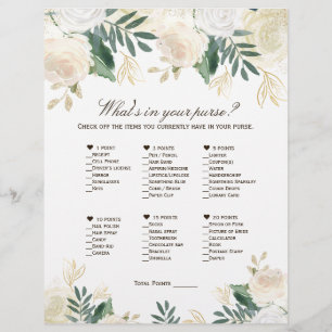 What's in your purse? Bridal Shower Printable Game Flyer