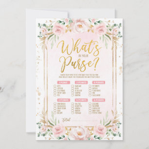 What's in Your Purse Floral Baby Shower Game Card