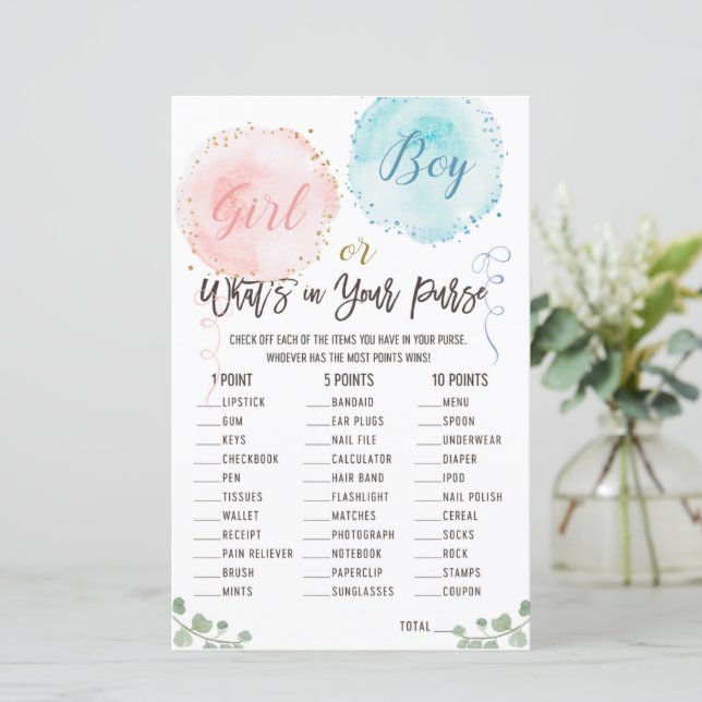 What's In Your Purse Game. Baby Shower Games (Standing Front)