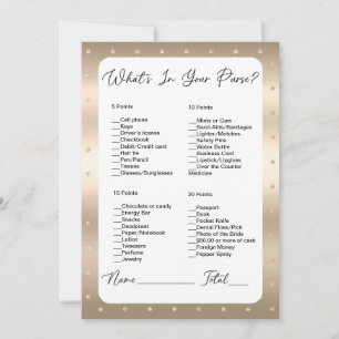What's In Your Purse Gold Polka Dot Bridal Shower Invitation