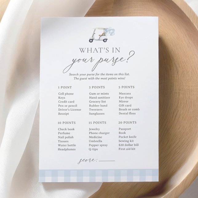 What's in Your Purse Golf Baby Shower Game Invitation (Creator Uploaded)