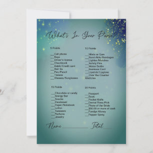 What's In Your Purse Green & Blue Bridal Shower Invitation