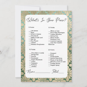 What's In Your Purse Green Floral Bridal Shower Invitation