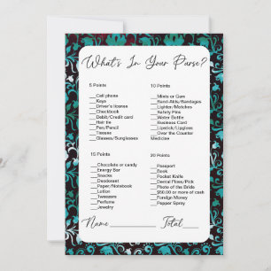 What's In Your Purse Green Victorian Bridal Shower Invitation