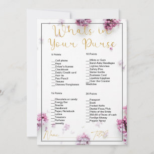 What's In Your Purse Lavender Floral Bridal Shower Invitation