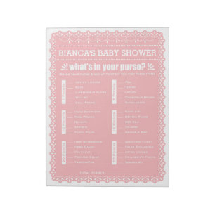 What's In Your Purse Pink Papel Picado Baby Shower Notepad