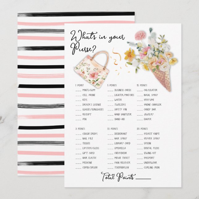 What's in Your Purse Scooped Up Bridal game Invitation (Front/Back)