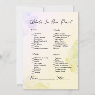 What's In Your Purse Yellow & Purple Bridal Shower Invitation