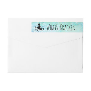 Whats Kracken Funny Nautical Pun   Return Address Wrap Around Label