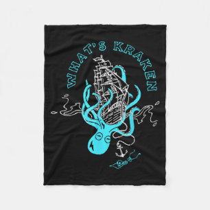 Whats Kraken Funny Octopus Sea Monster Graphic Fleece Blanket