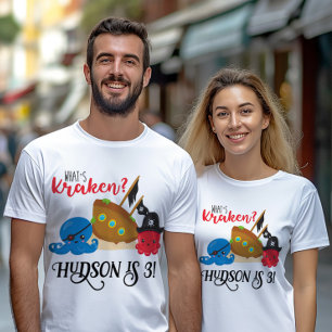 "What's Kraken" Octopus Pirate Parent's Birthday T-Shirt