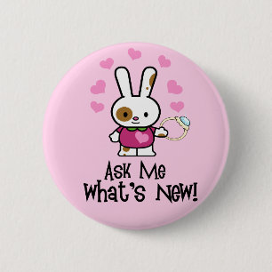 What's New? CUTE Engagement Bunny 6 Cm Round Badge