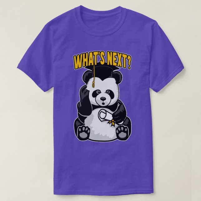 Whats Next Senior Graduation Funny Confused Panda  T-Shirt (Design Front)