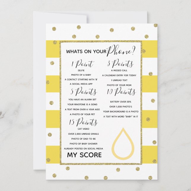 what's on your phone baby shower game mum to be invitation (Front)