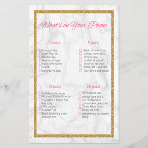 What's On Your Phone Marble & Gold Bridal Shower