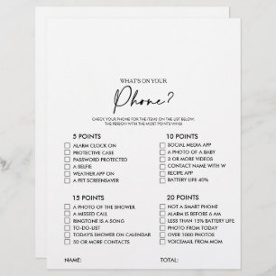 What's on your Phone Modern Bridal Shower Game