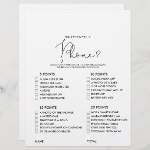 What's on your Phone Rustic Bridal Shower Game