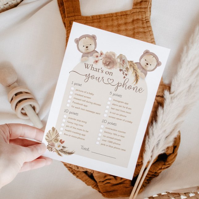 What's On Your Phone Twins Bear Baby Shower Game Invitation (Creator Uploaded)