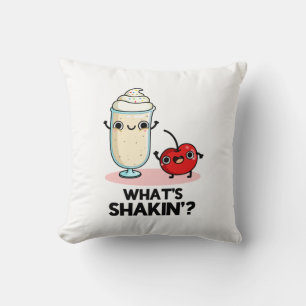 What's Shakin Funny Cherry Milkshake Pun Cushion