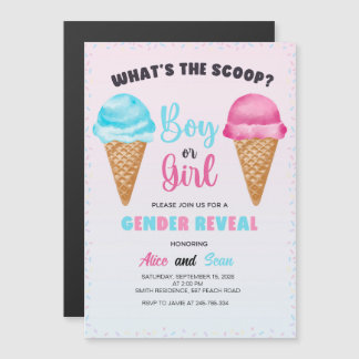 What's the Scoop Celebration-Sweet Gender Reveal! Magnetic Invitation