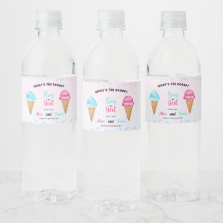 What's the Scoop Celebration- Sweet Gender Reveal! Water Bottle Label