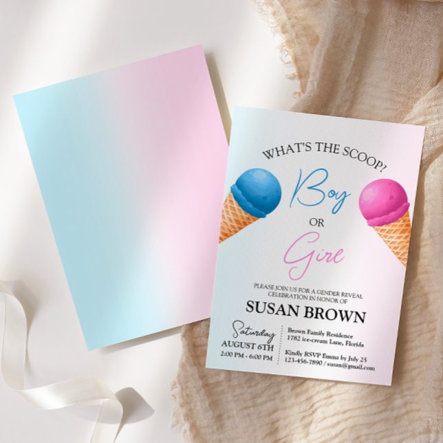 What's the Scoop Gender Reveal Ice Cream Invitation (Creator Uploaded)
