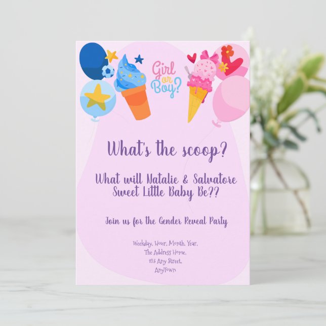 What's the Scoop Gender Reveal Invitation (Standing Front)