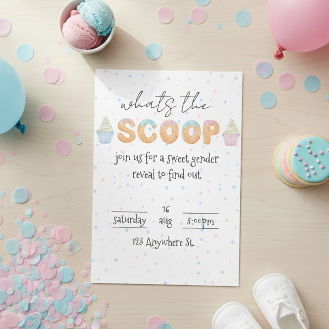 Whats the scoop? Gender reveal invitation (Creator Uploaded)