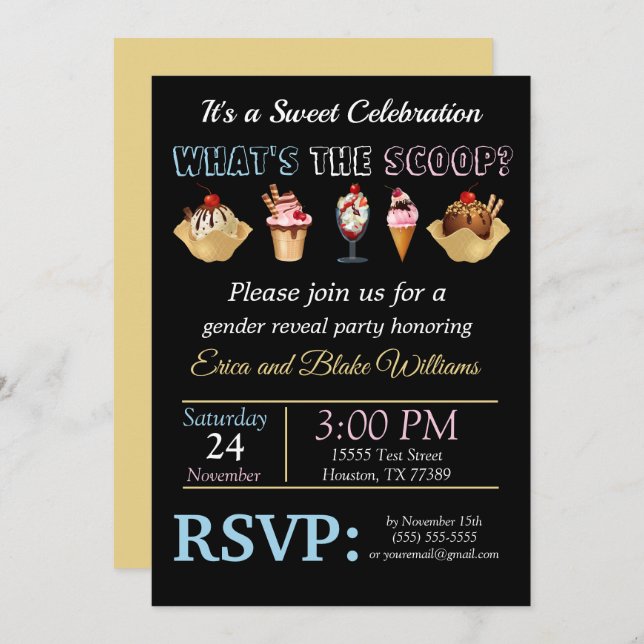 What's the Scoop Gender Reveal Invitation (Front/Back)