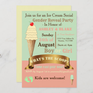 What's the Scoop Gender Reveal Invitations