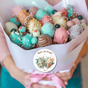  What's the Scoop Gender Reveal Party  Classic Round Sticker