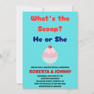 What's the Scoop Gender Reveal Party Invitation