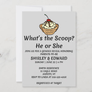 What's the Scoop Gender Reveal Party Invitation