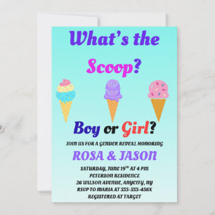 What's the Scoop Gender Reveal Party Invitation