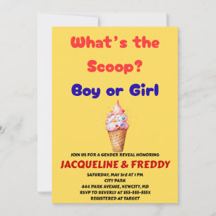 What's the Scoop Gender Reveal Party Invitation
