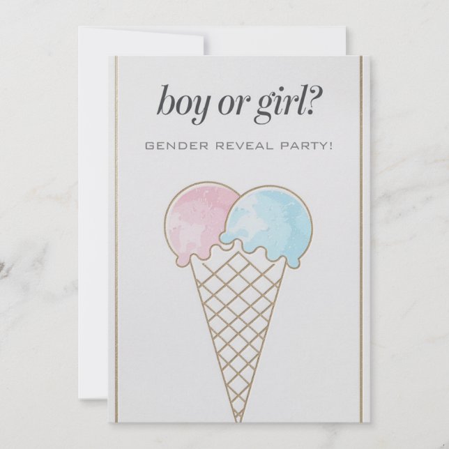 What's the scoop ice cream gender reveal  invitation (Front)