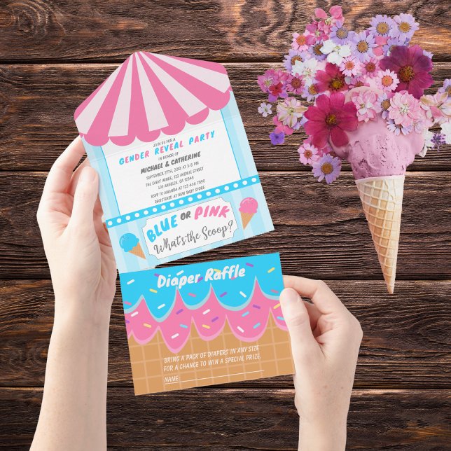 What's The Scoop Ice Cream Parlour Gender Reveal  All In One Invitation (Creator Uploaded)