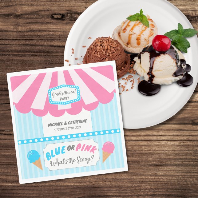 What's The Scoop Ice Cream Parlour Gender Reveal Napkin (Creator Uploaded)