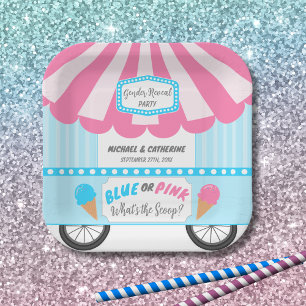 What's The Scoop Ice Cream Parlour Gender Reveal Paper Plate