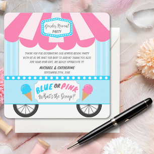 What's The Scoop Ice Cream Parlour Gender Reveal Thank You Card
