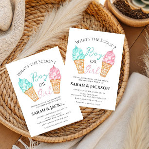 What's The Scoop Party, Baby Boy Or Girl Baby Invitation