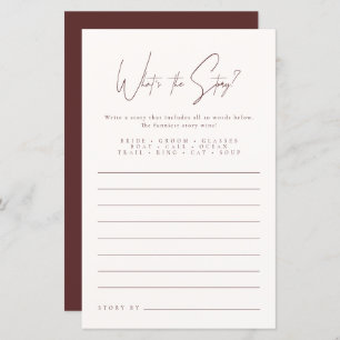 What's the Story Burgundy Bridal Shower Game